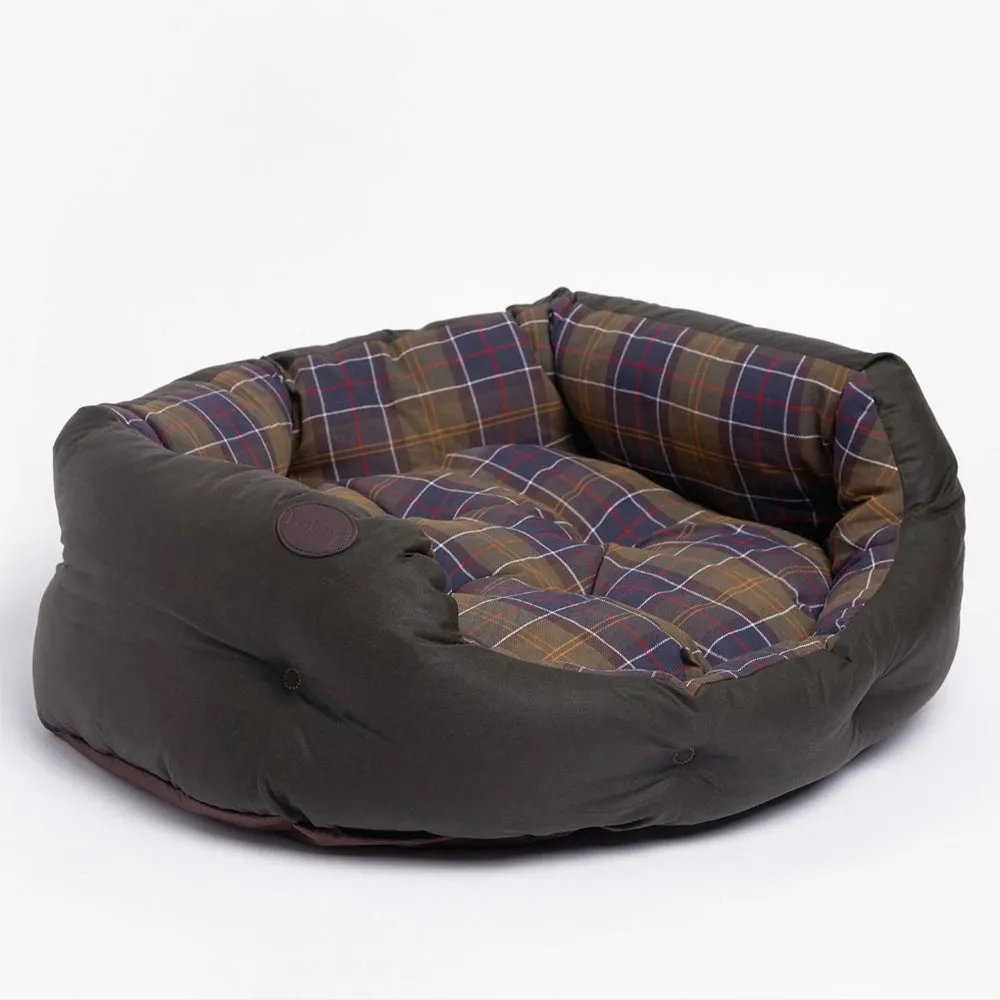 Barbour Wax Cotton Dog Bed in Classic Tartan 30in