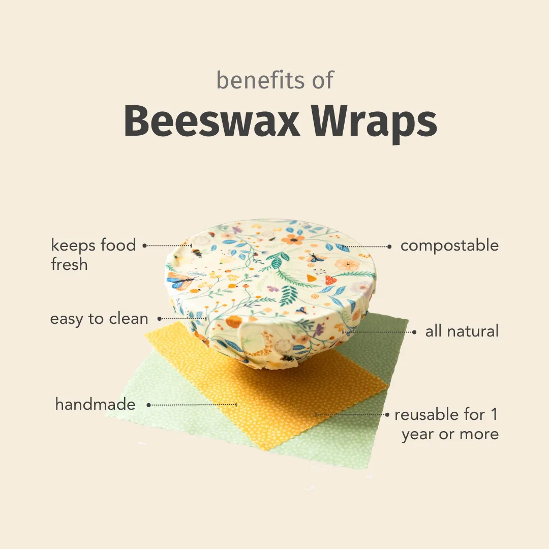 Beeswax Food Wraps: Avocado, Cheese & Onion Single Medium Bundle