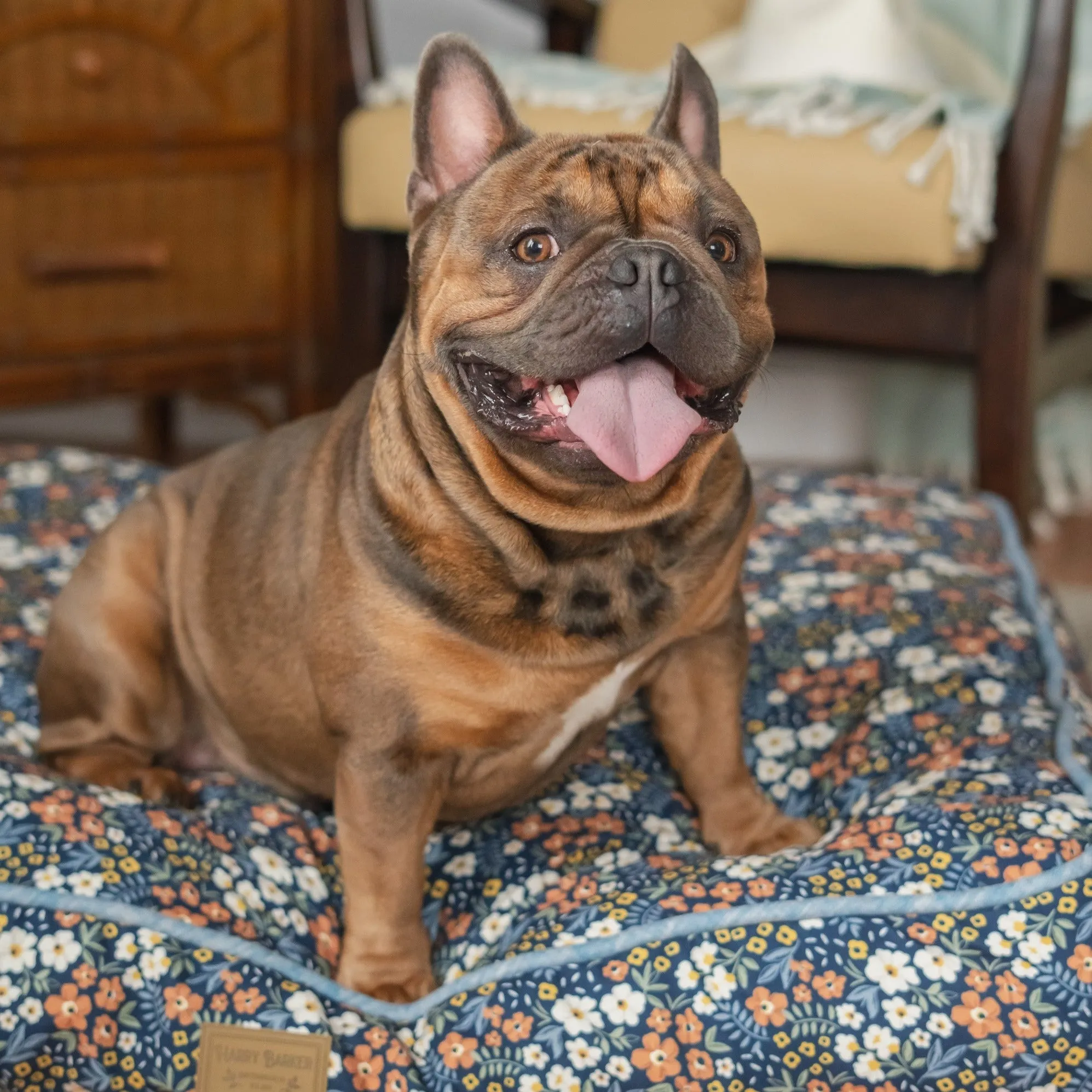 Calico Floral Rectangle Dog Bed