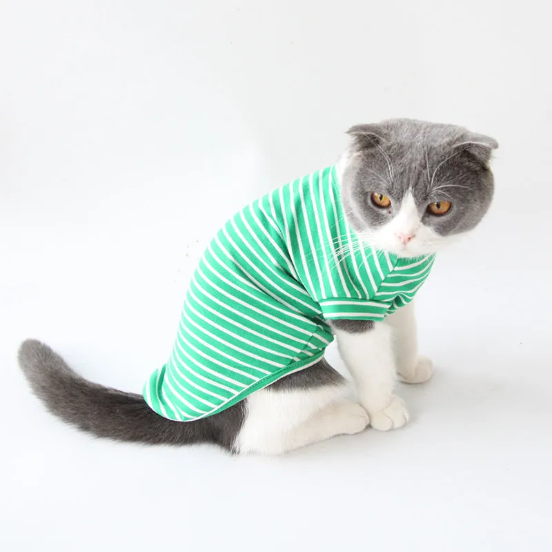 Cat Clothes Striped T-shirt Pet Summer Clothing