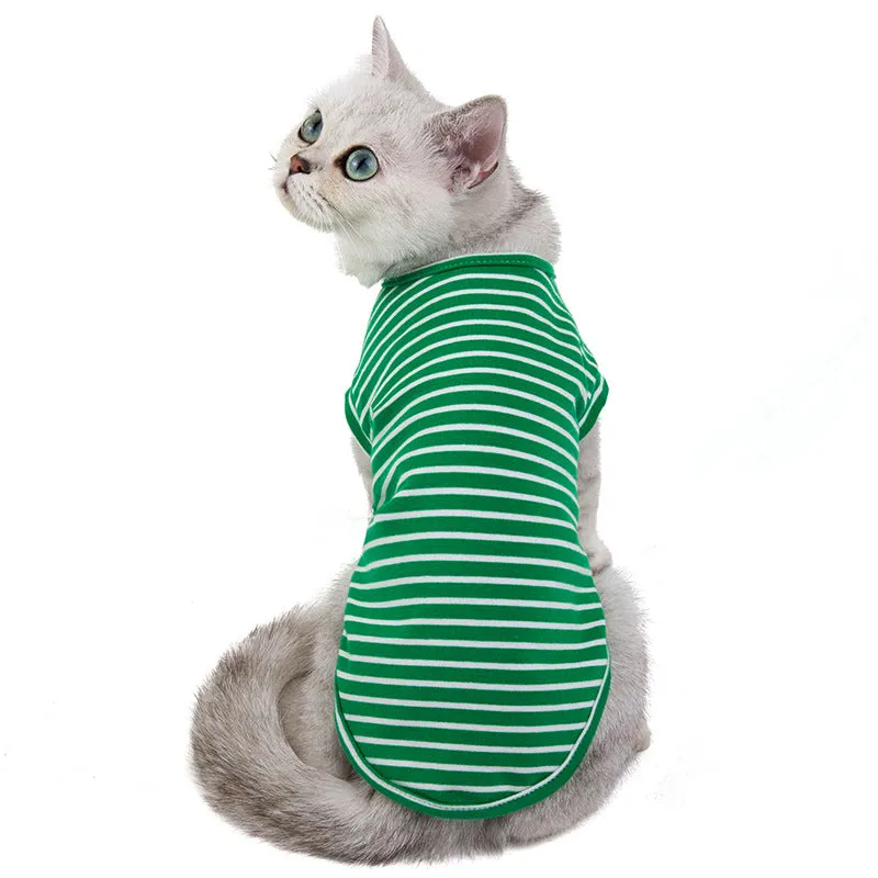 Cat Clothes Striped T-shirt Pet Summer Clothing