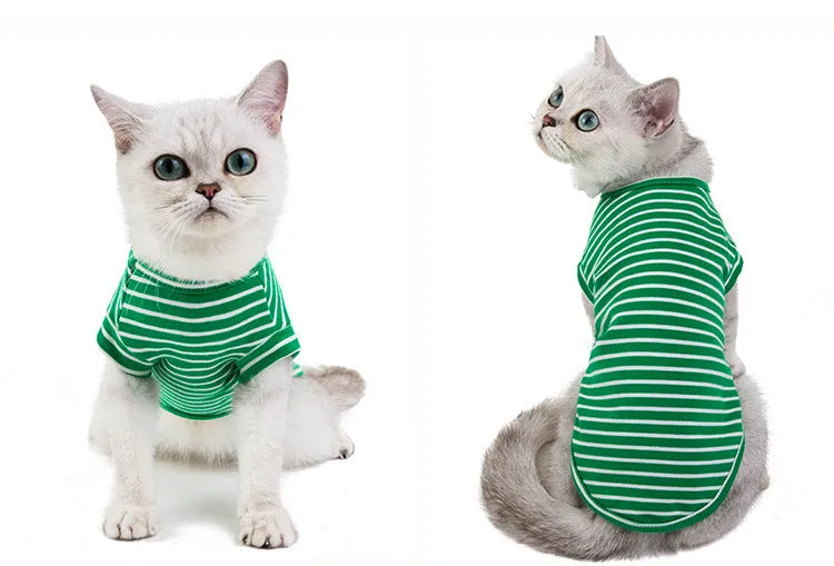 Cat Clothes Striped T-shirt Pet Summer Clothing