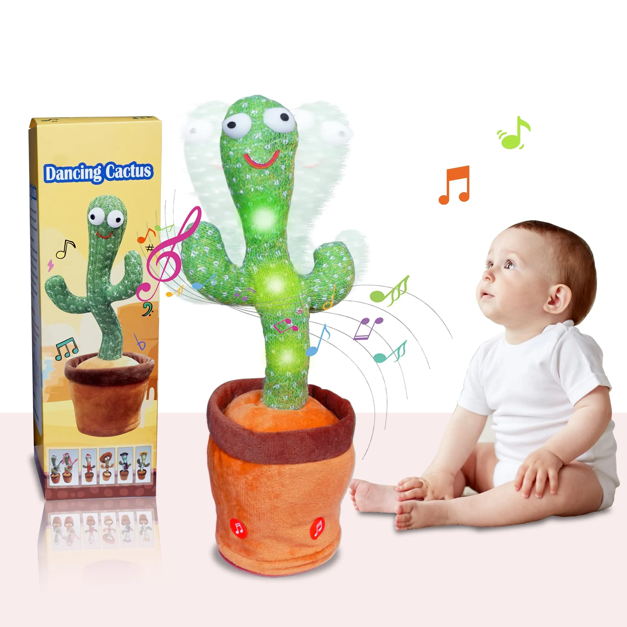 CATBAT Dancing Cactus Mimicking Toy, Talking Repeat Singing Cactus Toy 120 English Songs for Baby Musical Toy 15S Record Your Sound Sing Dancing Recording