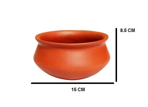 CAVE Decor Organic Terracotta Clay Pot with lid | Mitti Dahi Handi | earthen Pot for Cooking, 500 Ml Capacity, Brown, 1 Piece