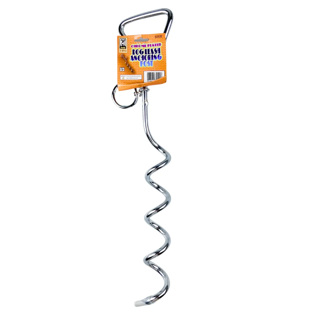 Chrome Finish Corkscrew Pet Anchor Stake for the Lawn  - PET-32500