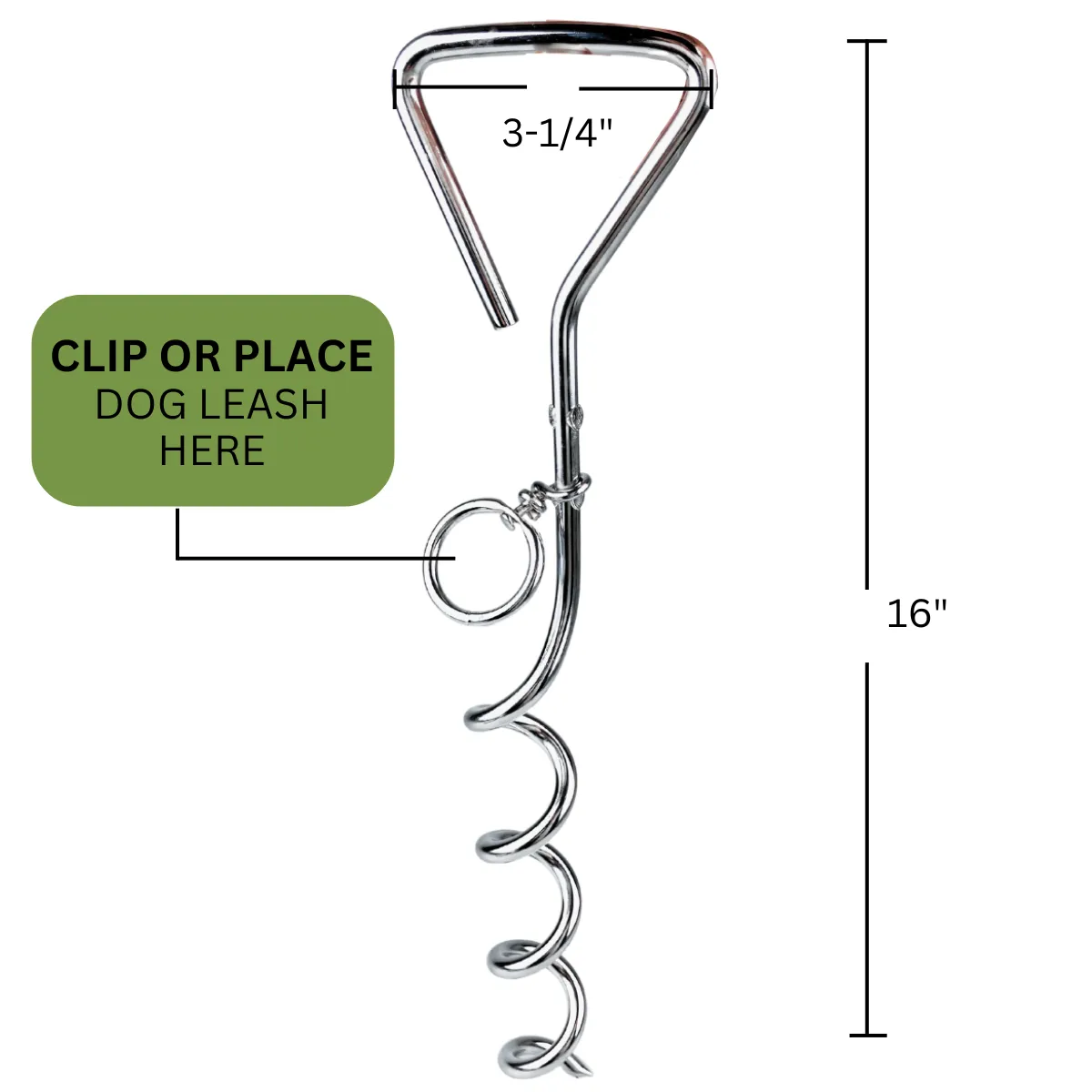 Chrome Finish Corkscrew Pet Anchor Stake for the Lawn  - PET-32500