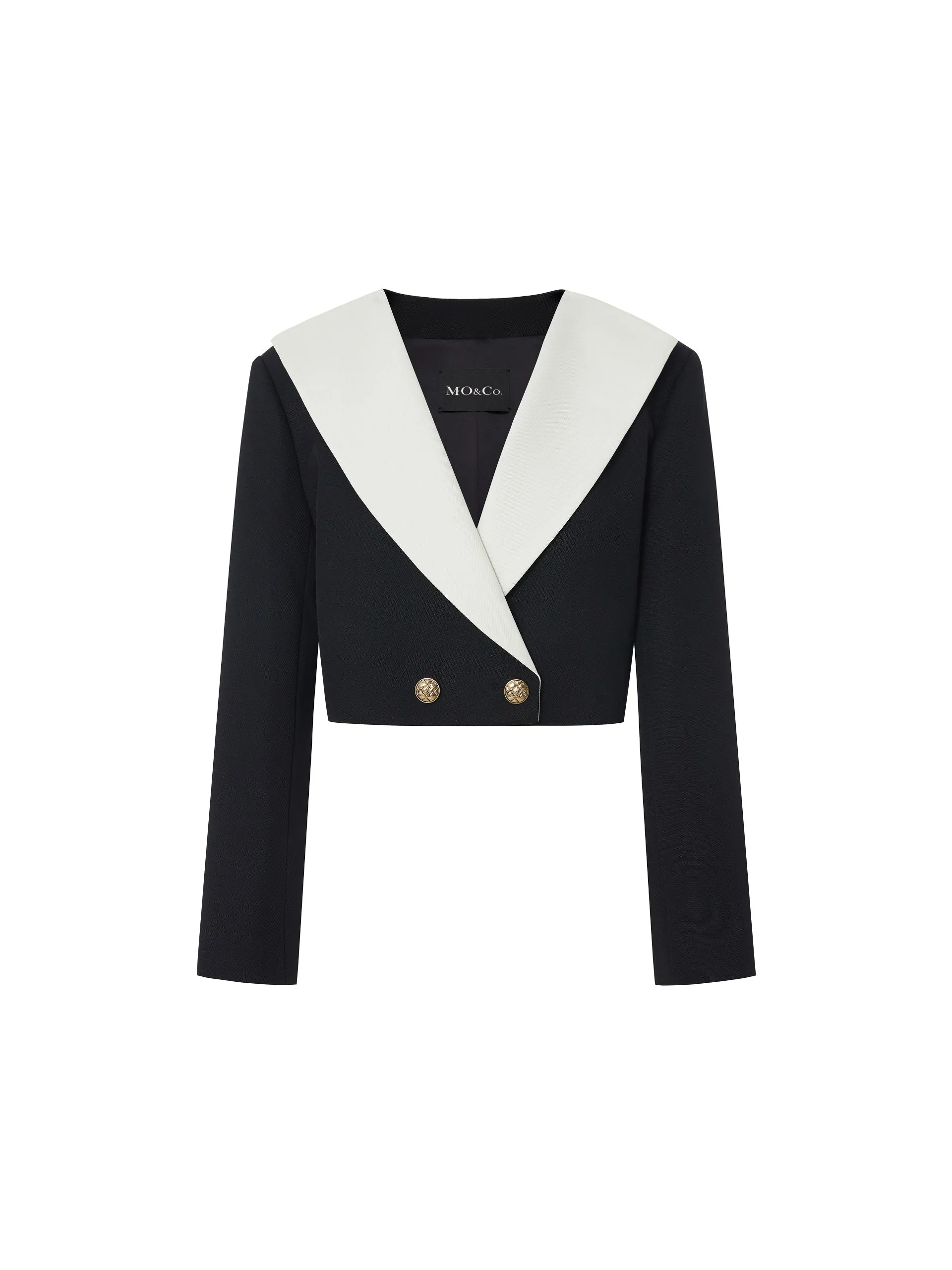 Contrast Lapel Cropped Coat