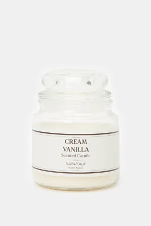 Cream Vanilla Scented Candle Glass Jar With Lid (360G)