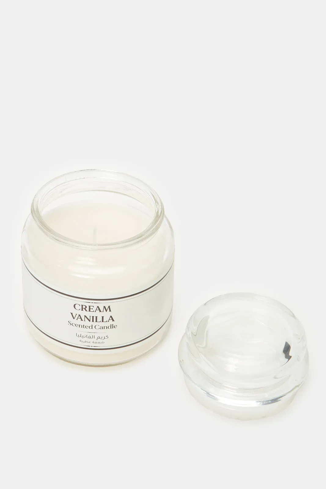 Cream Vanilla Scented Candle Glass Jar With Lid (360G)