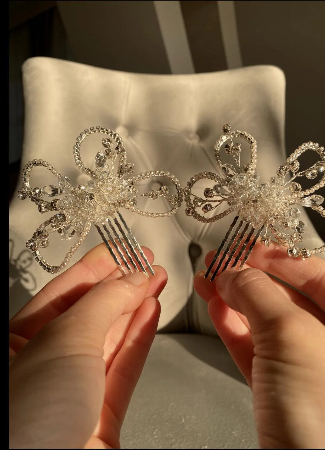 Crystal Butterfly Hair Combs (Set of 2)