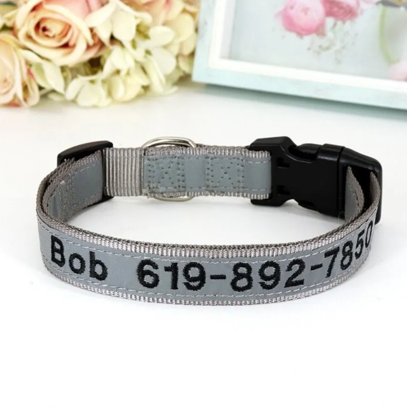 Custom Collar Embroidered Dog Collar, Personalized with Pet Name Phone Number, Pet Collar, Personalized Dog Collar, Small Medium Large Dogs