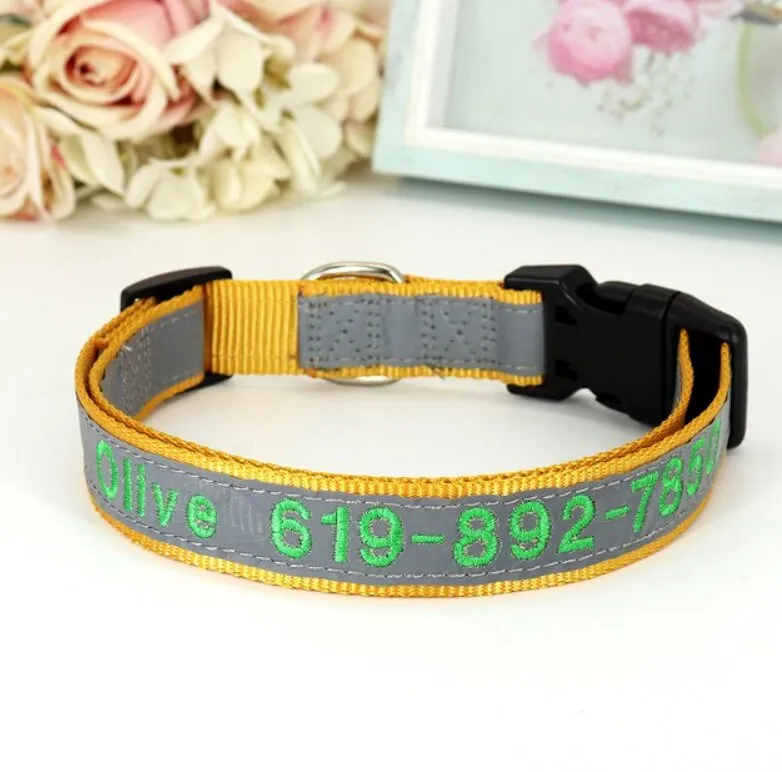 Custom Collar Embroidered Dog Collar, Personalized with Pet Name Phone Number, Pet Collar, Personalized Dog Collar, Small Medium Large Dogs