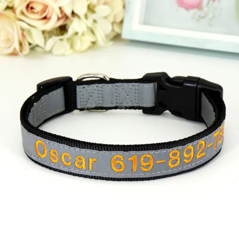 Custom Collar Embroidered Dog Collar, Personalized with Pet Name Phone Number, Pet Collar, Personalized Dog Collar, Small Medium Large Dogs