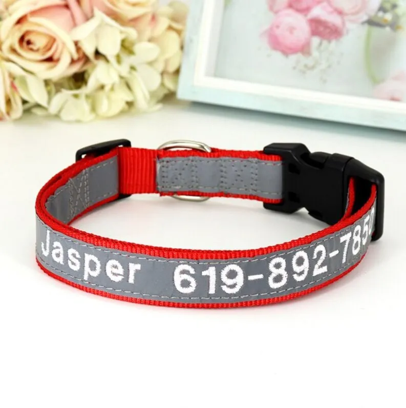 Custom Collar Embroidered Dog Collar, Personalized with Pet Name Phone Number, Pet Collar, Personalized Dog Collar, Small Medium Large Dogs