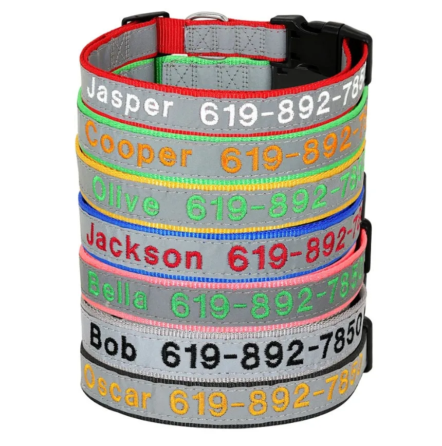 Custom Collar Embroidered Dog Collar, Personalized with Pet Name Phone Number, Pet Collar, Personalized Dog Collar, Small Medium Large Dogs