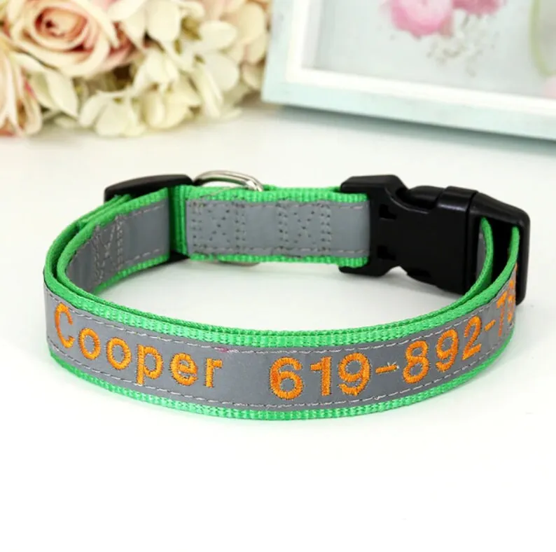 Custom Collar Embroidered Dog Collar, Personalized with Pet Name Phone Number, Pet Collar, Personalized Dog Collar, Small Medium Large Dogs