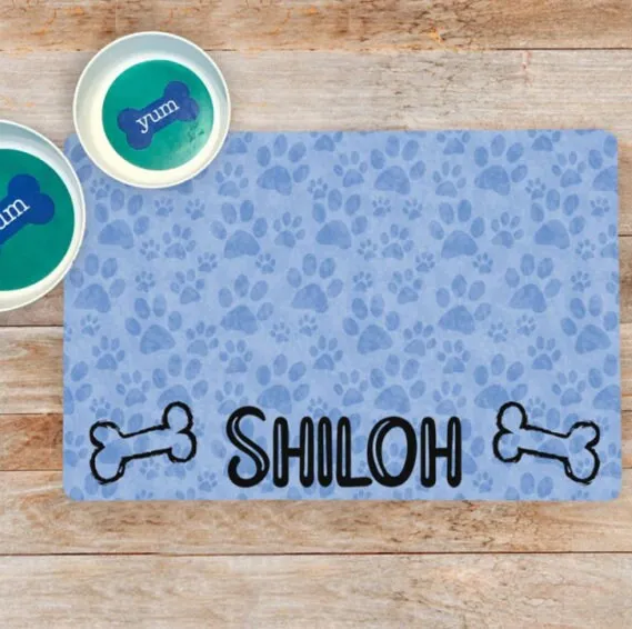 Custom Dog Mat, Personalized Dog Bowl Mat,  Pet Food Mat, Pet Feeding Placemat, Puppy Placemat, Cat Kitten Pet Bowl Mat, Pet Gift, Dog Lover