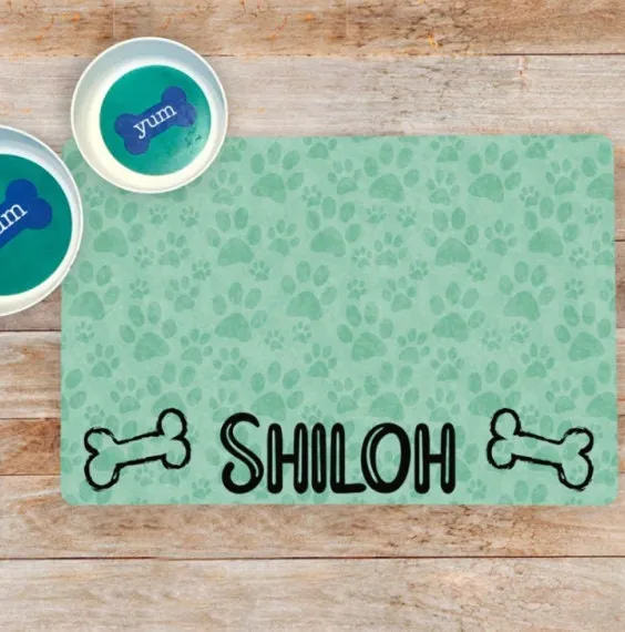 Custom Dog Mat, Personalized Dog Bowl Mat,  Pet Food Mat, Pet Feeding Placemat, Puppy Placemat, Cat Kitten Pet Bowl Mat, Pet Gift, Dog Lover