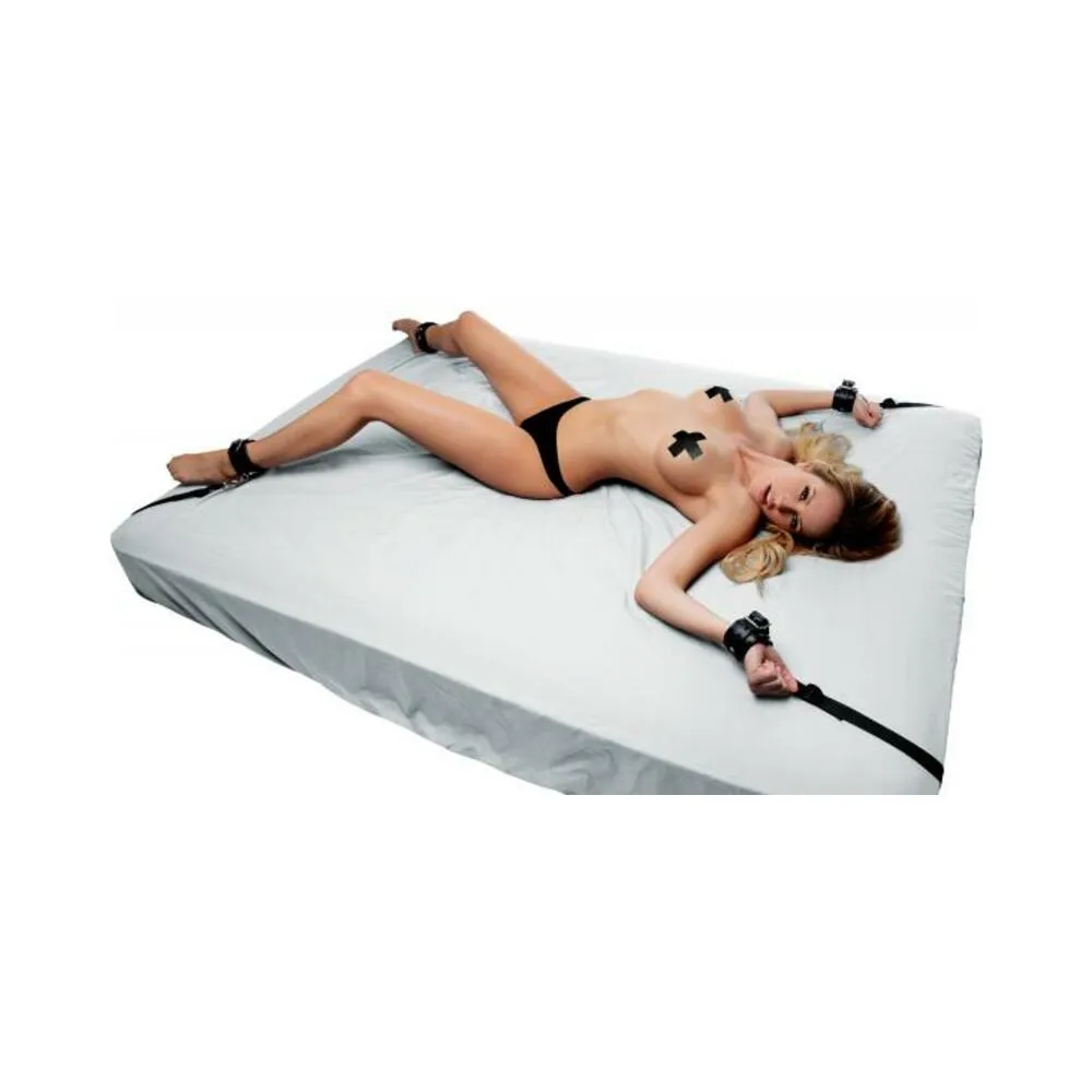 Deluxe Bed Restraint Kit Black Leather