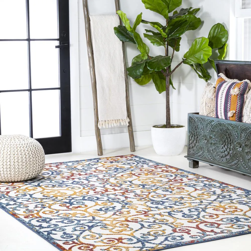 Dhairya Scroll Trellis Indoor/outdoor Area Rug