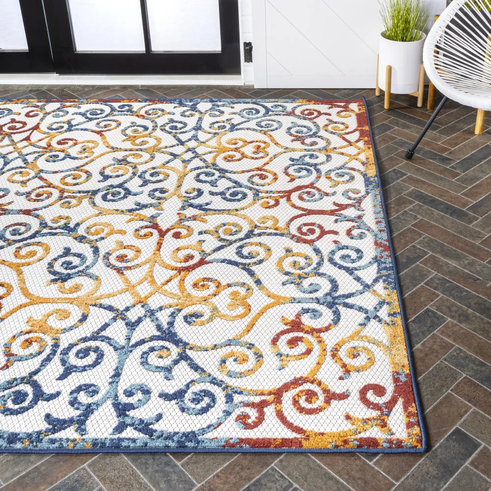 Dhairya Scroll Trellis Indoor/outdoor Area Rug