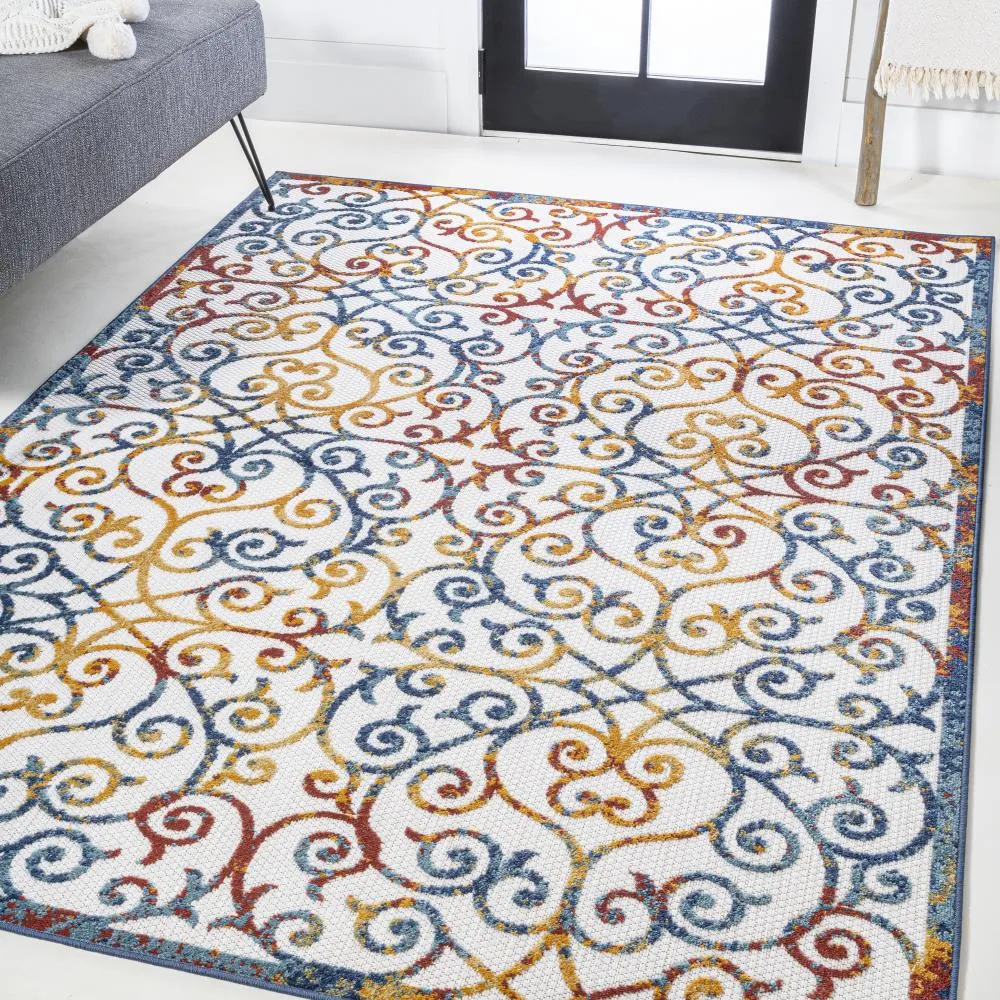 Dhairya Scroll Trellis Indoor/outdoor Area Rug