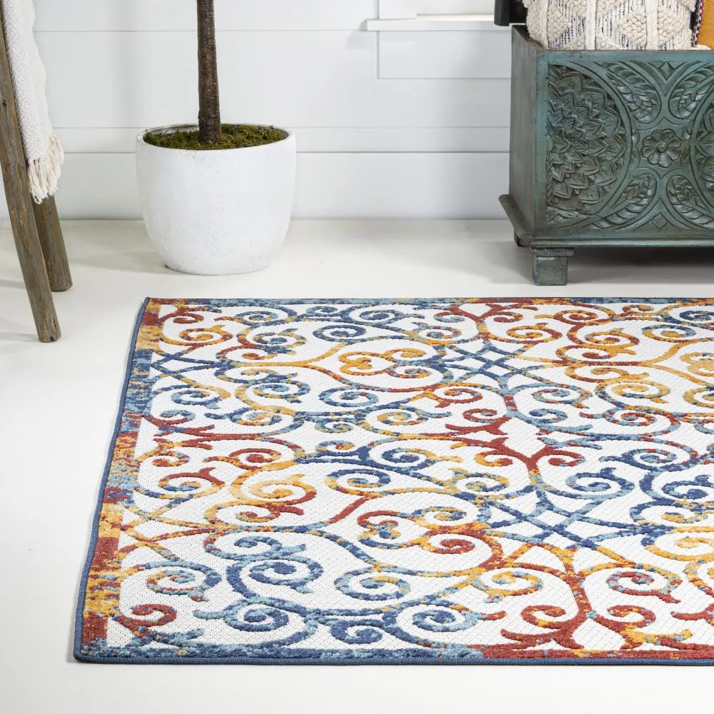 Dhairya Scroll Trellis Indoor/outdoor Area Rug