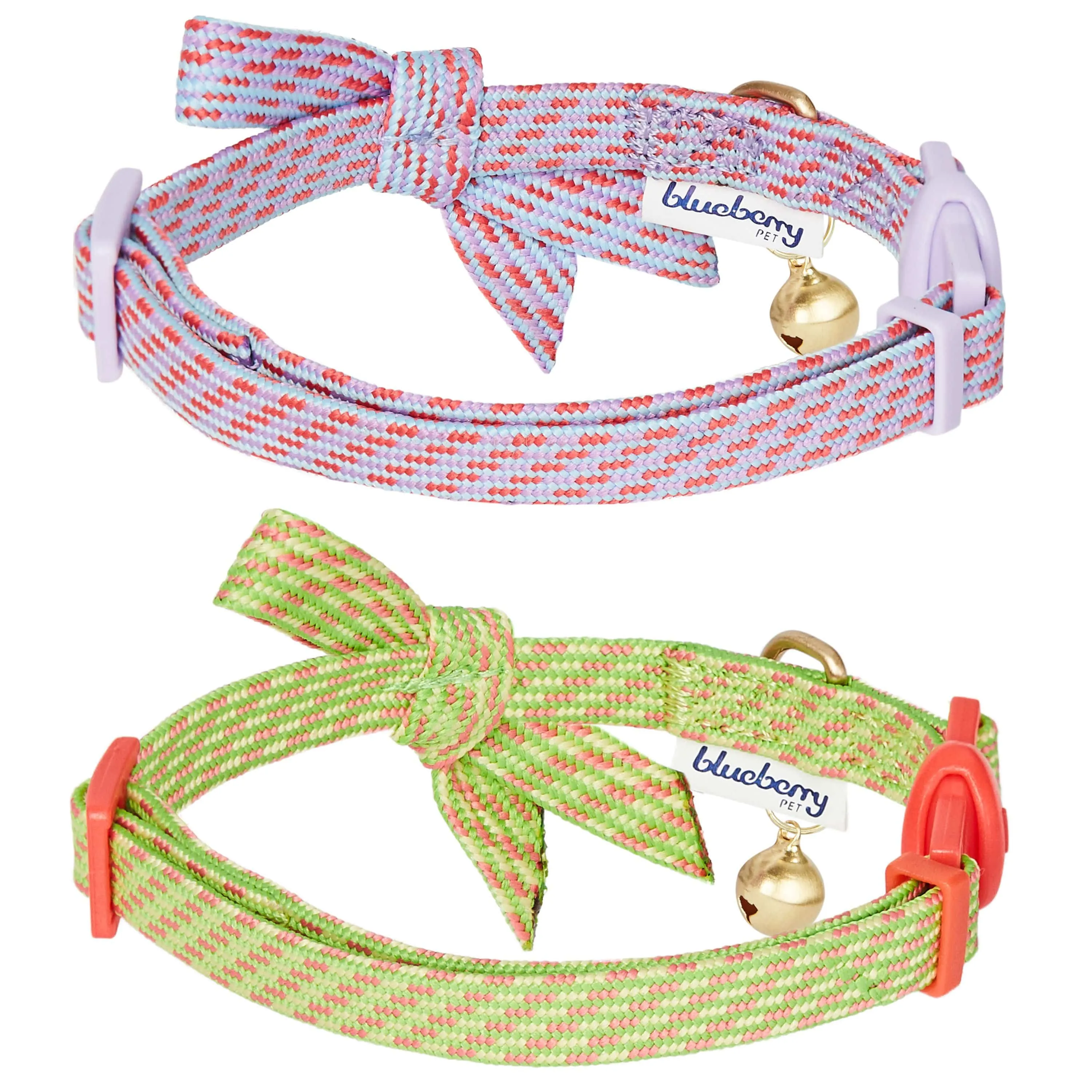 Diagonal Striped Cat Collar with Bowtie