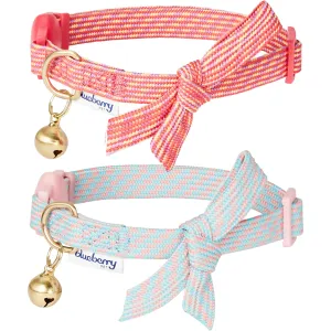 Diagonal Striped Cat Collar with Bowtie