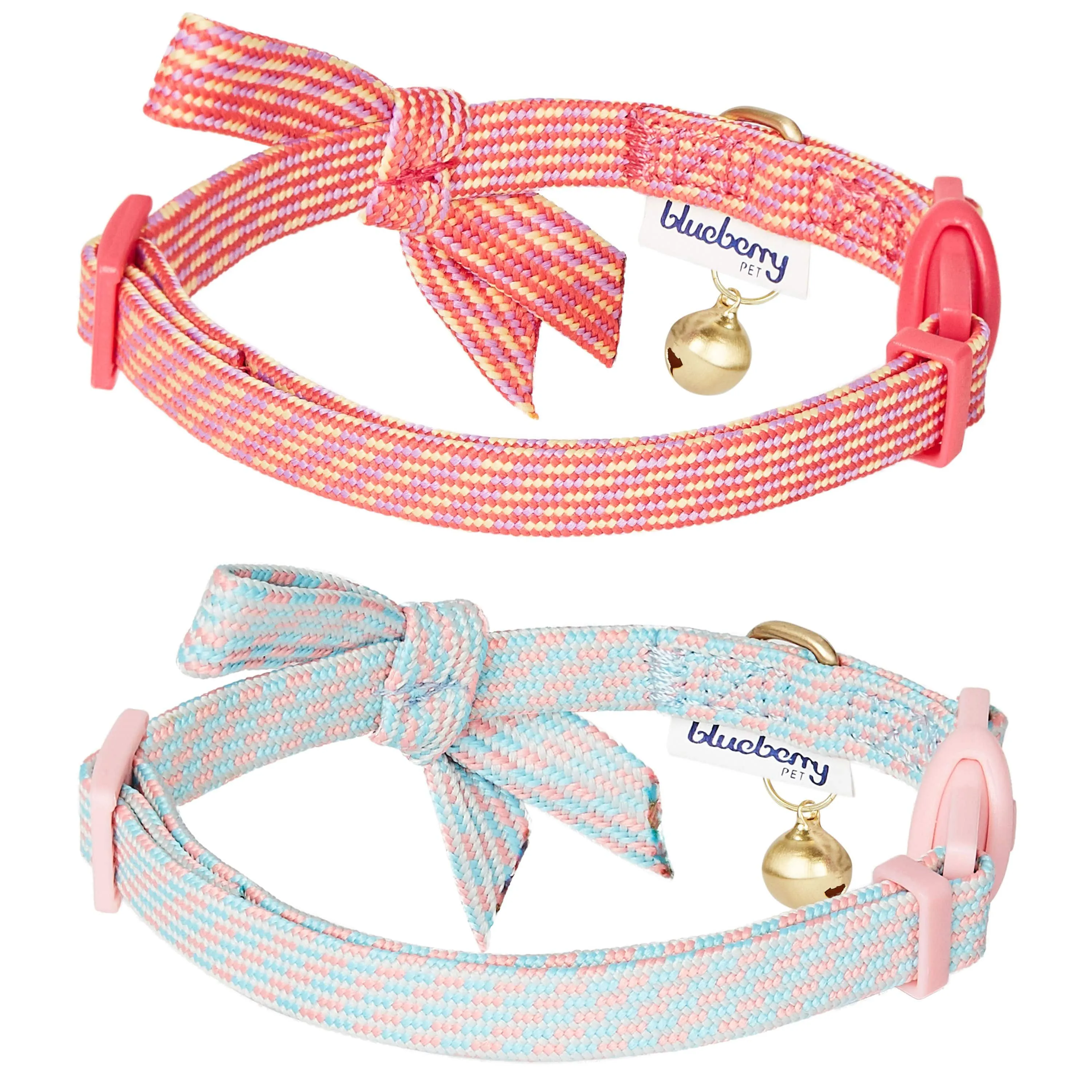 Diagonal Striped Cat Collar with Bowtie