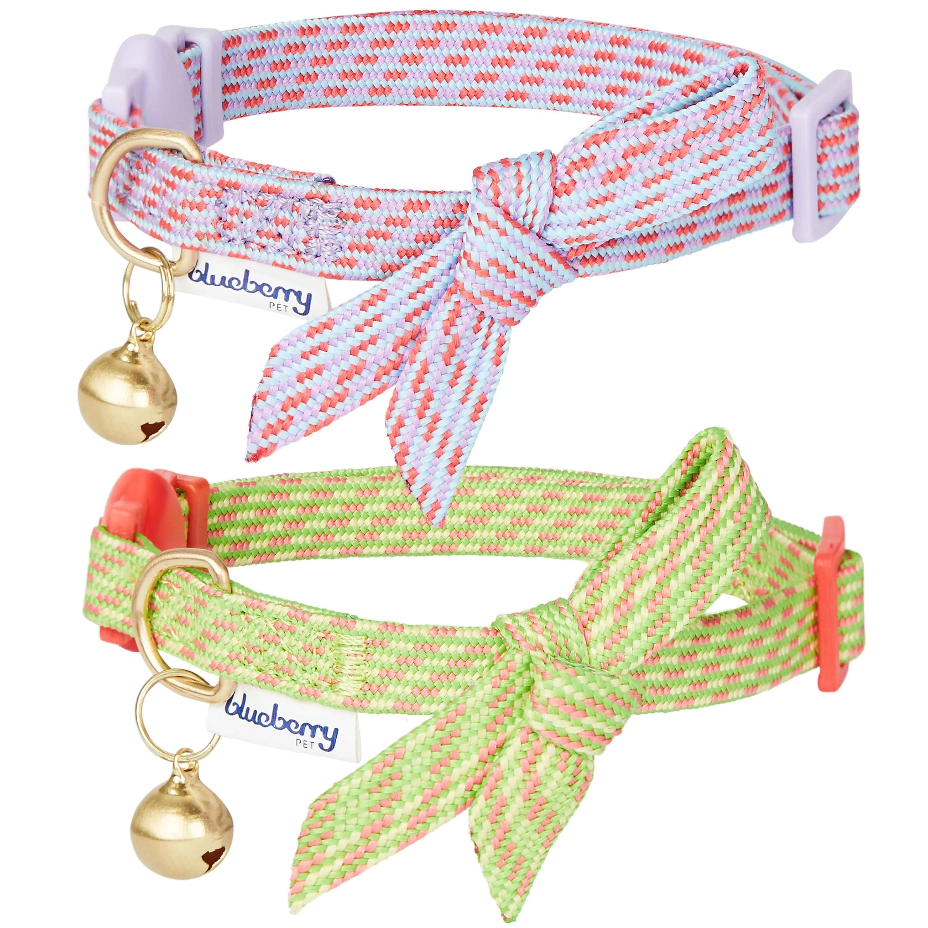 Diagonal Striped Cat Collar with Bowtie