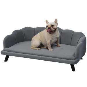 Dog Sofa for Medium Large Dogs, Shell Shaped Pet Couch Bed with Legs Cushion Washable Cover, Grey