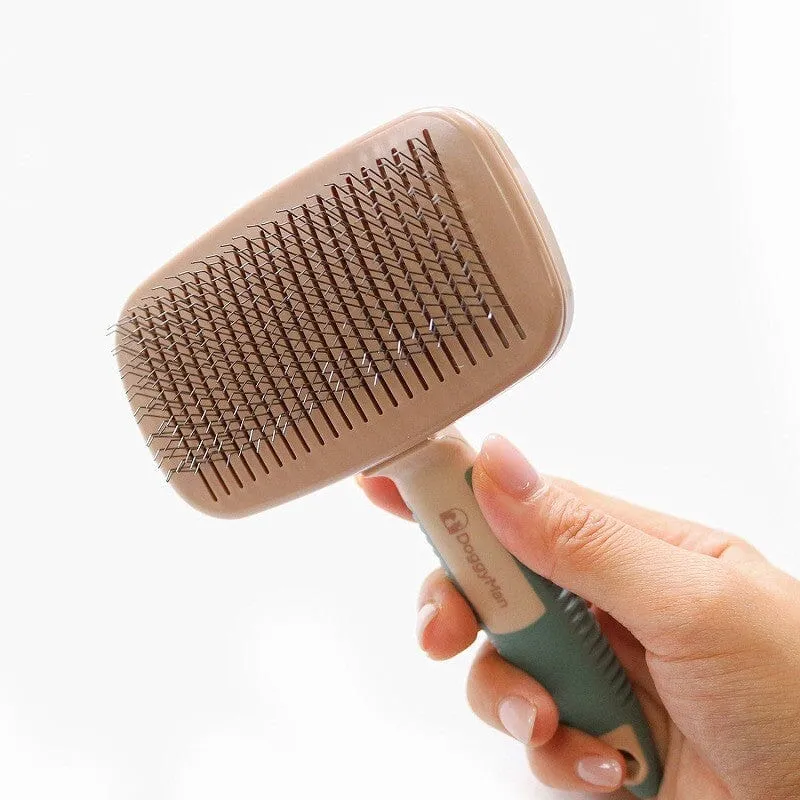 DoggyMan - Hayashi BS Cushion Slicker Brush with Cleaning Function Grooming Pet Brush (Rose Gold)