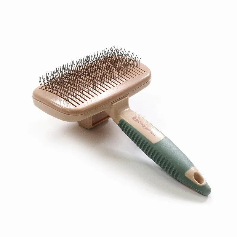 DoggyMan - Hayashi BS Cushion Slicker Brush with Cleaning Function Grooming Pet Brush (Rose Gold)