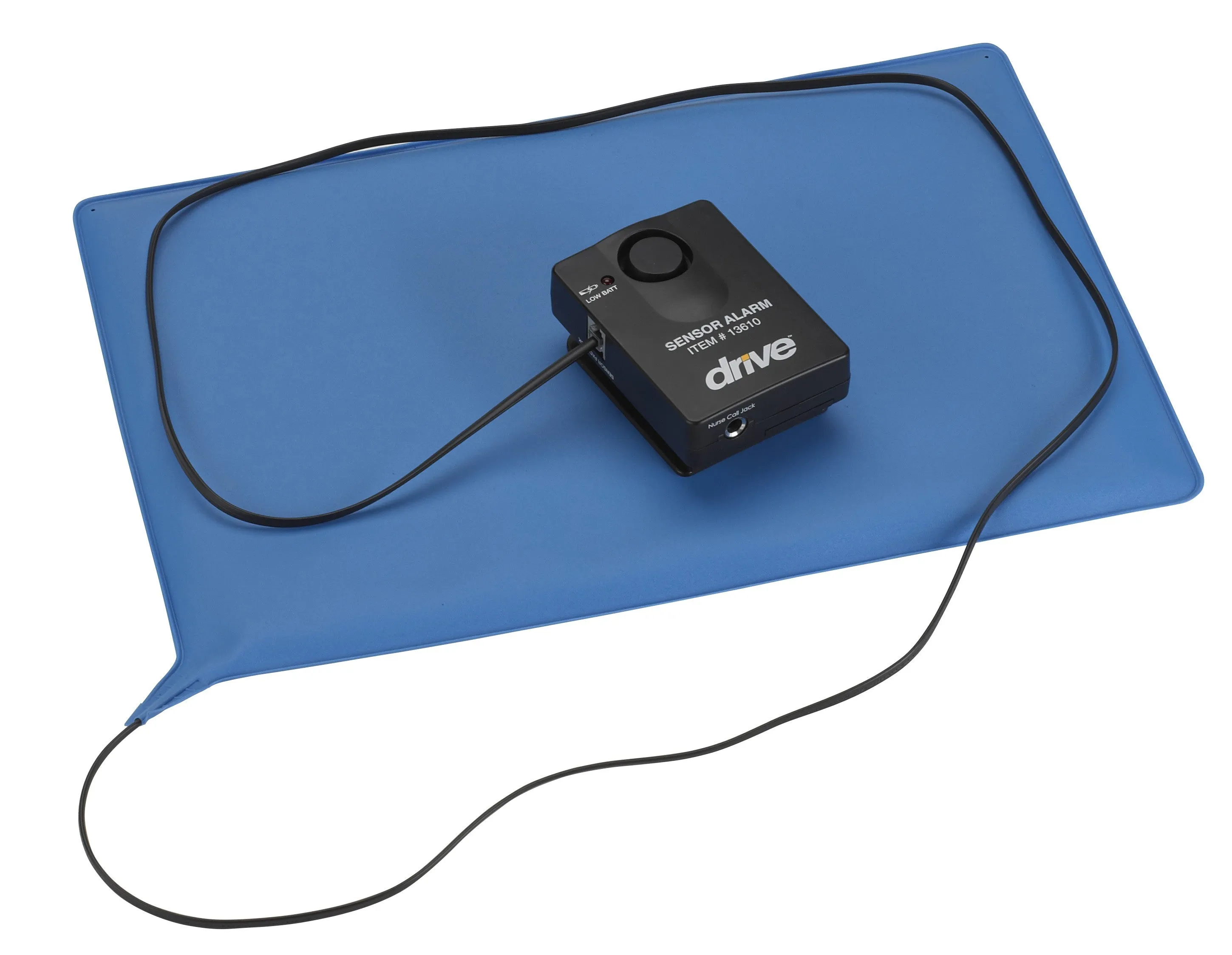 Drive Medical 13609 Pressure Sensitive Bed Chair Patient Alarm, with Reset Button, 11" x 30" Bed Pad