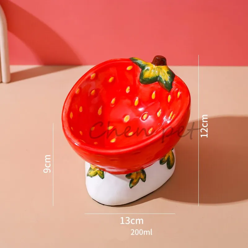 Elevated Ceramic Dog Bowl - Fruit Design