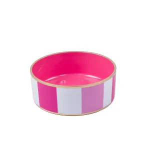 Enameled Ceramic Pet Bowl - Pink & White