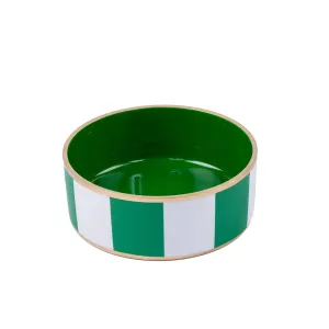 Enameled Ceramic Pet Bowl - White & Green