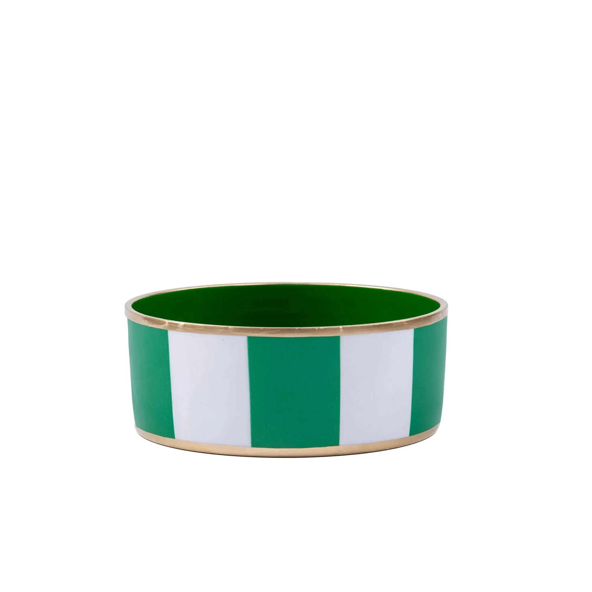 Enameled Ceramic Pet Bowl - White & Green