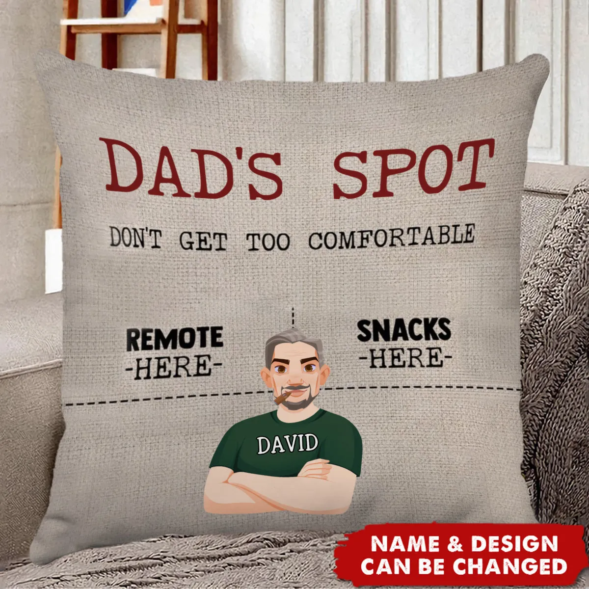 Father's Day Gift Grandpa's Spot - Personalized Pocket Pillow