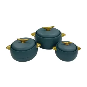 Food Warmer Hotpot Set Green & Gold (Set Of 3)