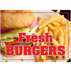 Fresh Burgers Retail Store Food Sign