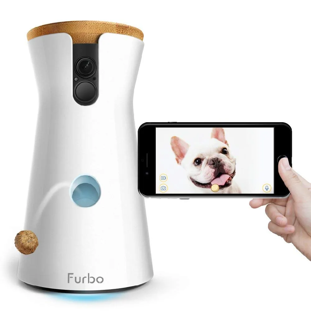 Furbo Dog Camera: Full HD Wifi Pet Camera with 2-Way-Audio, Treat Tossing, Night Vision and Barking Alerts, Designed for Dogs, Works with Amazon Alexa (As Seen On Ellen)