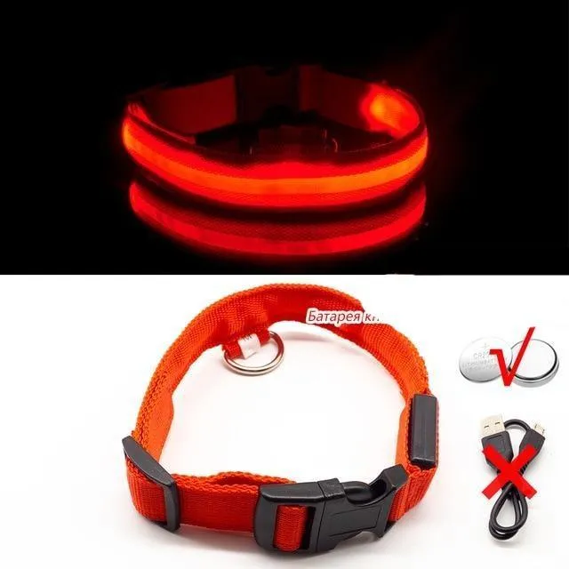 Glow in the Dark LED Dog Collars/Anti-Lost Avoid Accident Collar For Dogs