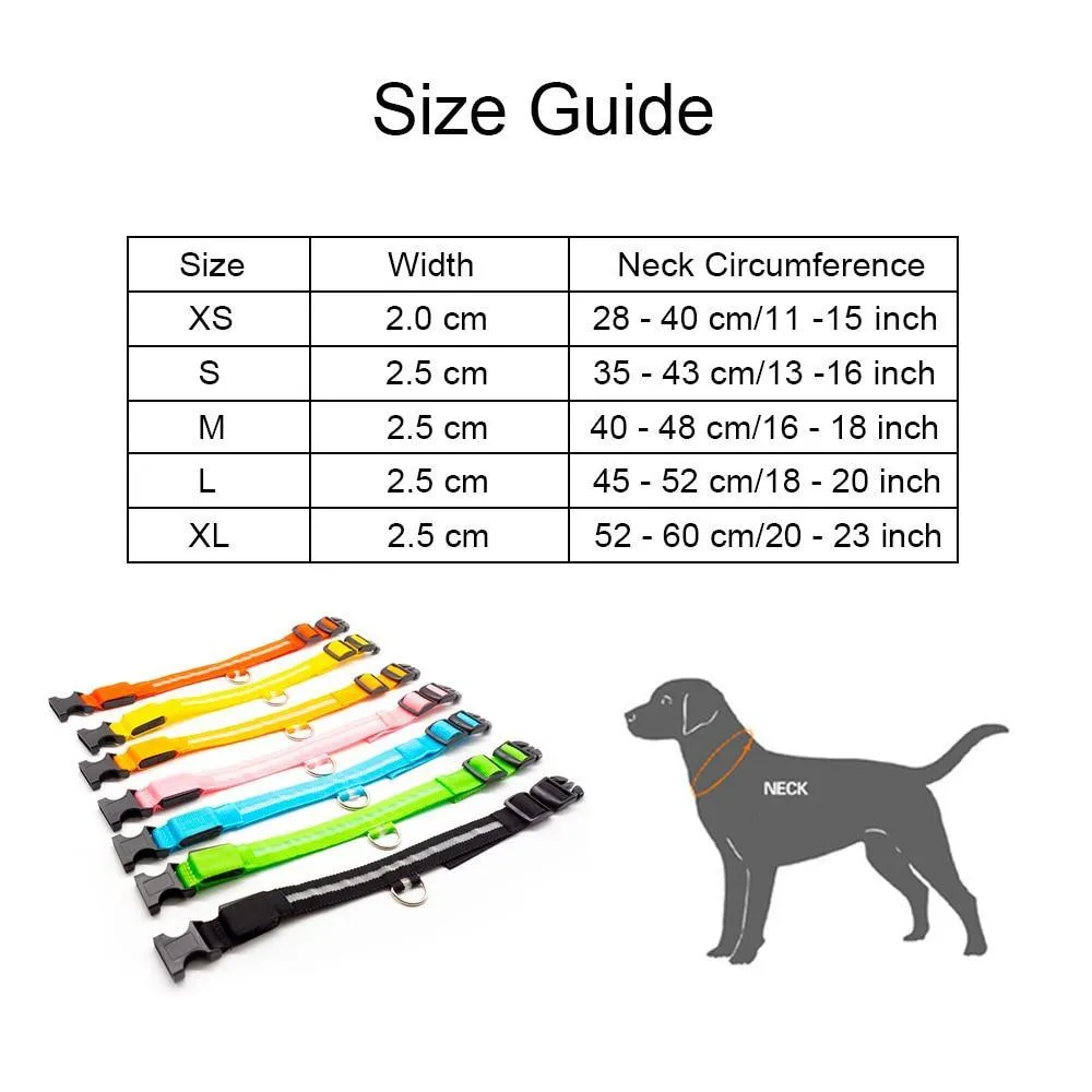 Glow in the Dark LED Dog Collars/Anti-Lost Avoid Accident Collar For Dogs