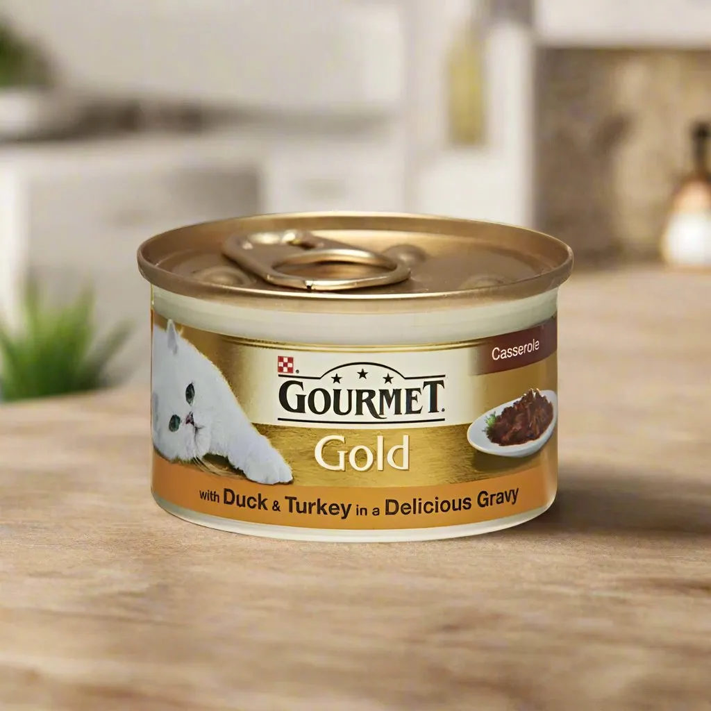 Gourmet Gold Tin Cat Food Duck Turkey 85gm (Pack of 12)