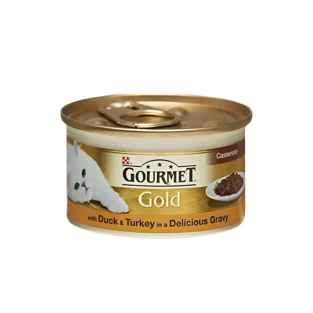 Gourmet Gold Tin Cat Food Duck Turkey 85gm (Pack of 12)