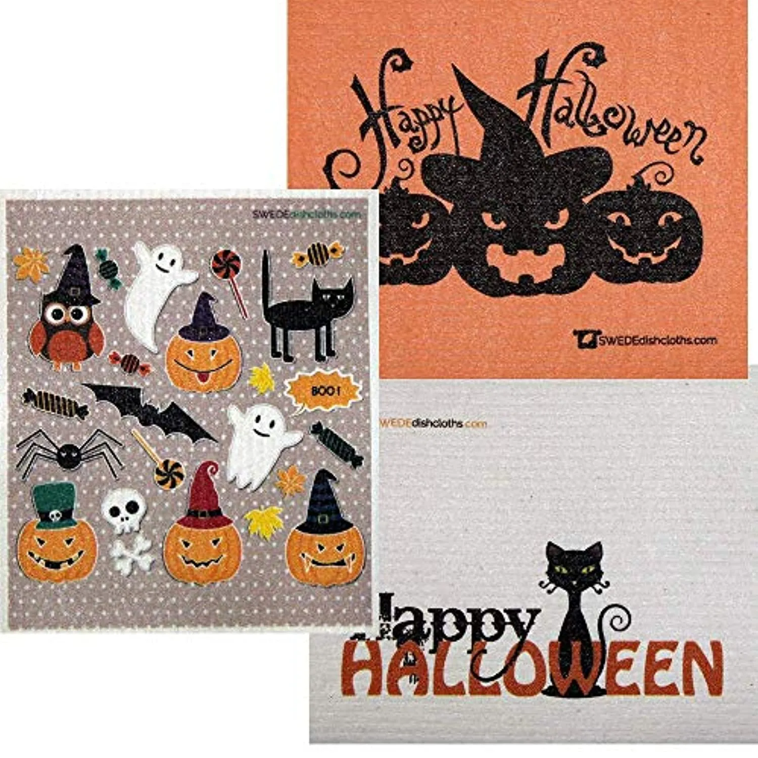 Halloween Dishcloths, ECO Friendly Absorbent Cleaning Cloth, Reusable Cleaning Wipes, 12 pcs