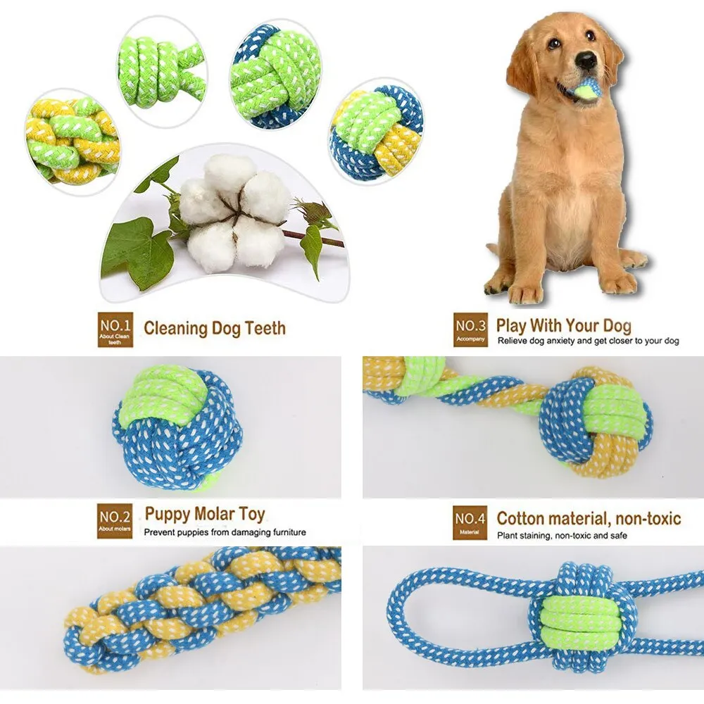 Interactive Dog Toys for Large Small Dogs Big Dog Toy Ball, for Dogs Rope Pet Dog Toys, Rope Balls Small Strong Dog Toys