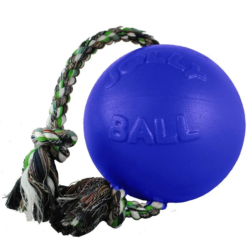 Jolly Pets Romp N Roll with Rope & Hard Plastic Ball Attached Fun Toy